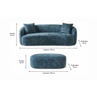 Canapé et pouf NYJY bleu dimensions