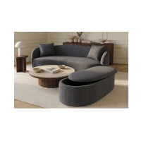 Canapé et pouf NYJY gris foncé avec coffre du pouf semi ouvert