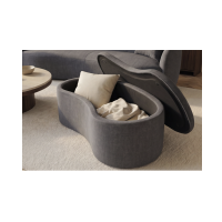 Canapé et pouf NYJY gris foncé avec coffre du pouf ouvert