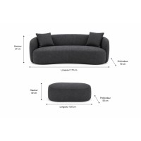 Canapé et pouf NYJY gris foncé dimensions