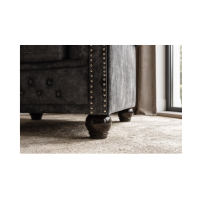 Fauteuil EDGAR Chesterfield en velours capitonné – Gris clair – 109 x 72 x 86 cm
