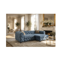 Canapé VELENA bleu avec le pouf de la même collection