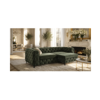 Canapé VELENA vert foncé avec le pouf de la même collection
