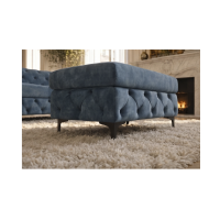 Pouf VELENA en velours capitonné – Bleu – 95 x 49 x 62 cm