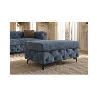 Pouf VELENA en velours capitonné – Bleu – 95 x 49 x 62 cm