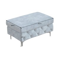 Pouf VELENA en velours capitonné – Bleu – 95 x 49 x 62 cm