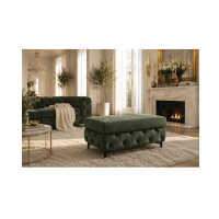 Pouf VELENA en velours capitonné – Vert foncé – 95 x 49 x 62 cm