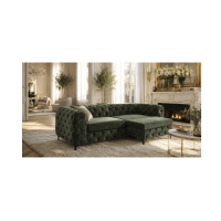 Pouf VELENA en velours capitonné – Vert foncé – 95 x 49 x 62 cm