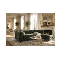 Pouf VELENA en velours capitonné – Vert foncé – 95 x 49 x 62 cm