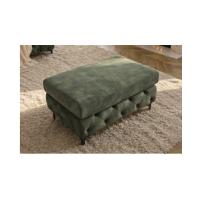 Pouf VELENA en velours capitonné – Vert foncé – 95 x 49 x 62 cm