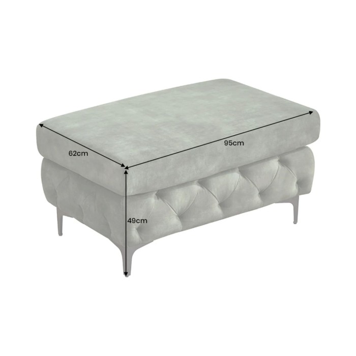 Pouf VELENA en velours capitonné – Vert foncé – 95 x 49 x 62 cm