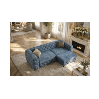 Canapé et pouf VELENA bleu vu de haut