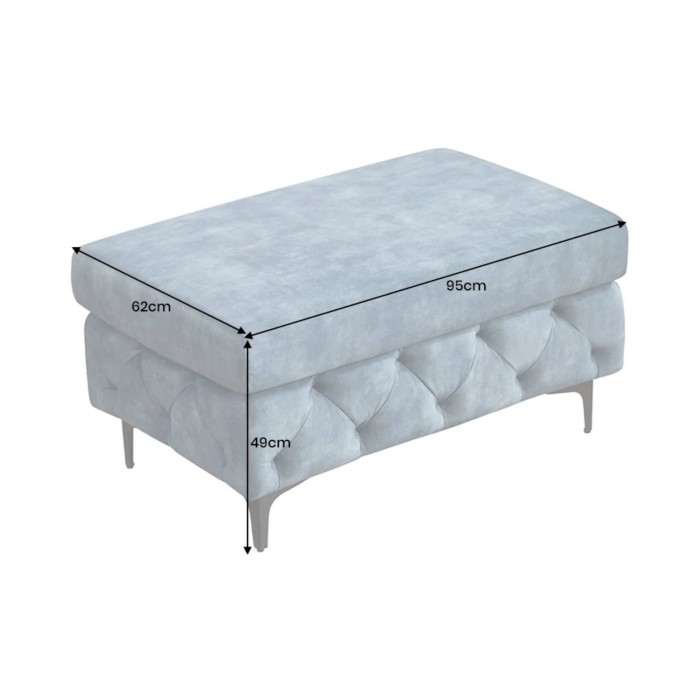 Pouf VELENA bleu sur fond blanc dimensions