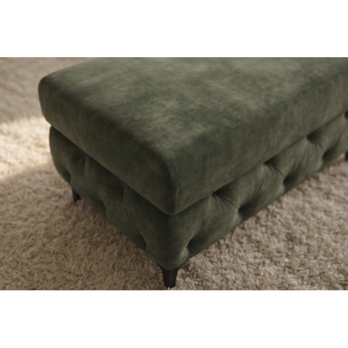 Zoom sur la texture du pouf VELENA vert foncé