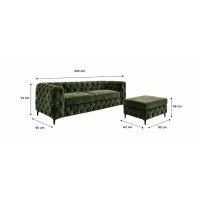 Canapé et pouf VELENA vert foncé dimensions