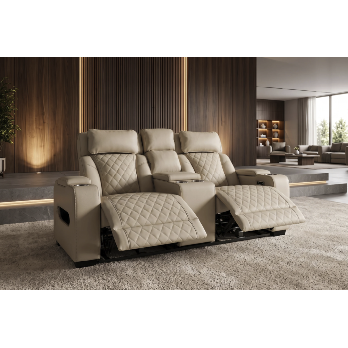 Canapé relax DOMUS beige avec les jambières semi relevées