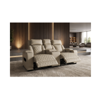 Canapé droit DOMUS 2 places relax électrique en similicuir – Beige – 190 x 101 x 103 cm