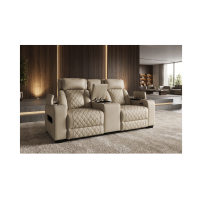 Canapé relax DOMUS beige vu avec le coffre du milieu ouvert