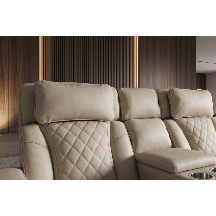 Zoom sur le dossier du canapé relax DOMUS beige