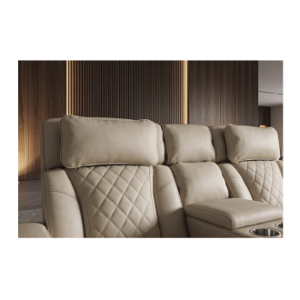 Cinema-Sofa DOMUS 2-Sitzer mit elektrischer Relaxfunktion in Kunstleder – Beige – 190 x 101 x 103 cm