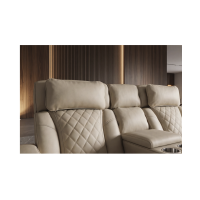 Canapé droit DOMUS 2 places relax électrique en similicuir – Beige – 190 x 101 x 103 cm