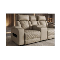 Canapé droit DOMUS 2 places relax électrique en similicuir – Beige – 190 x 101 x 103 cm