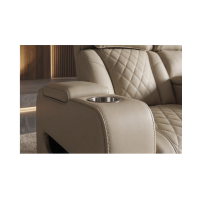 Canapé droit DOMUS 2 places relax électrique en similicuir – Beige – 190 x 101 x 103 cm