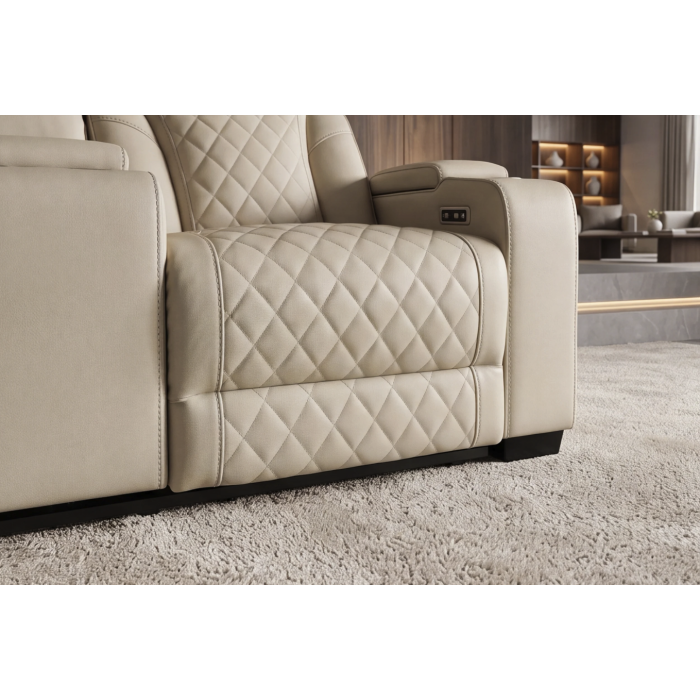 Zoom sur le repose jambe du canapé relax DOMUS beige