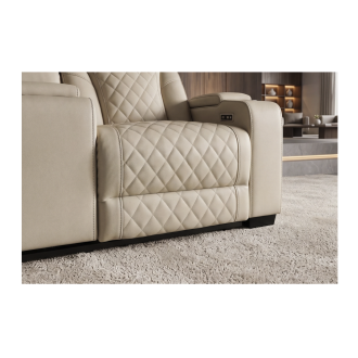 Cinema-Sofa DOMUS 2-Sitzer mit elektrischer Relaxfunktion in Kunstleder – Beige – 190 x 101 x 103 cm