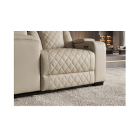 Zoom sur le repose jambe du canapé relax DOMUS beige