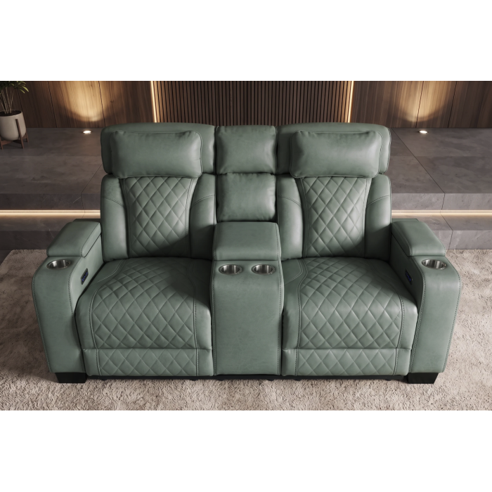 Canapé relax DOMUS 2 places en similicuir – Vert menthe – 190 x 101 x 103 cm