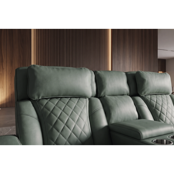 Zoom sur le dossier du canapé relax DOMUS vert
