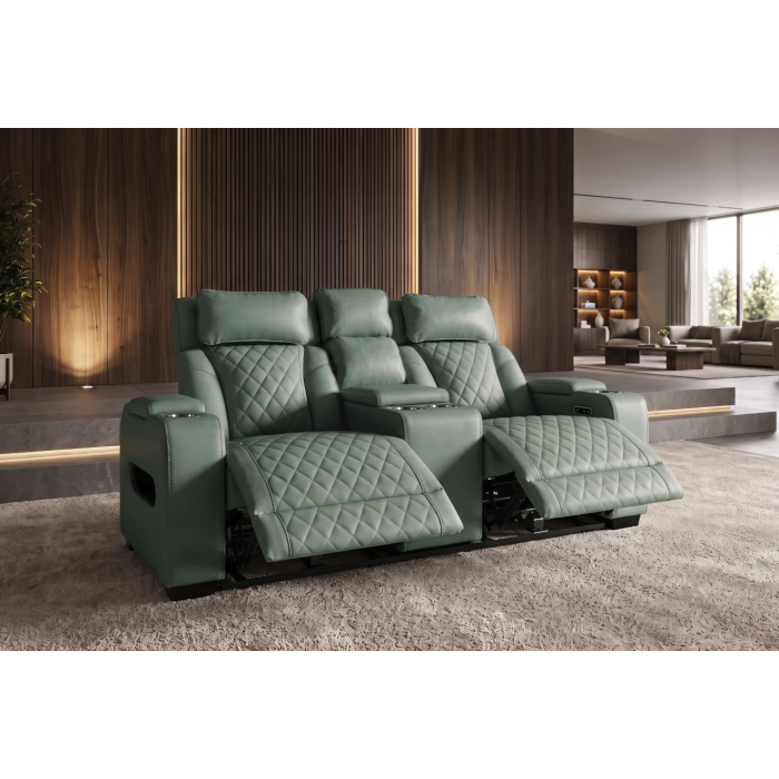 Canapé relax DOMUS 2 places en similicuir – Vert menthe – 190 x 101 x 103 cm