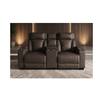 Canapé relax électrique DOMUS 2 places en similicuir – Marron chocolat – 190 x 101 x 103 cm