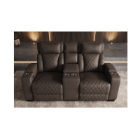 Canapé relax électrique DOMUS 2 places en similicuir – Marron chocolat – 190 x 101 x 103 cm
