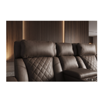 Divano cinema relax elettrico DOMUS 2 posti in similpelle - Marrone cioccolato - 190 x 101 x 103 cm