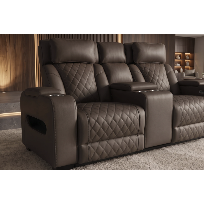Canapé relax électrique DOMUS 2 places en similicuir – Marron chocolat – 190 x 101 x 103 cm
