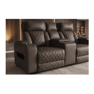 Divano cinema relax elettrico DOMUS 2 posti in similpelle - Marrone cioccolato - 190 x 101 x 103 cm