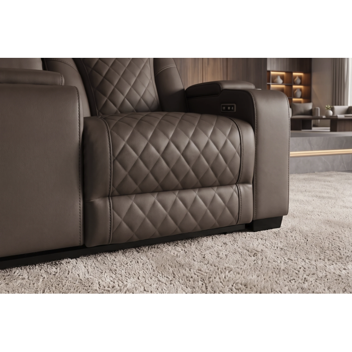 Zoom sur le bas du canapé relax DOMUS marron chocolat