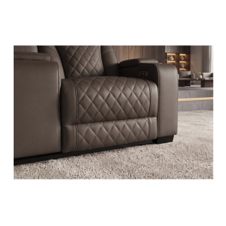 Divano cinema relax elettrico DOMUS 2 posti in similpelle - Marrone cioccolato - 190 x 101 x 103 cm