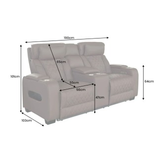 Divano cinema relax elettrico DOMUS 2 posti in similpelle - Marrone cioccolato - 190 x 101 x 103 cm