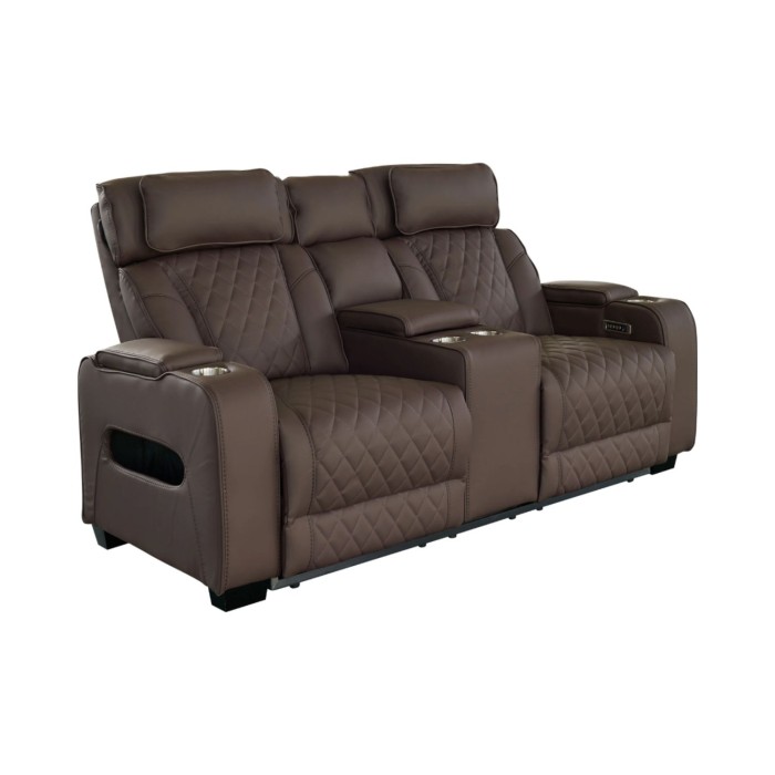 Canapé relax électrique DOMUS 2 places en similicuir – Marron chocolat – 190 x 101 x 103 cm
