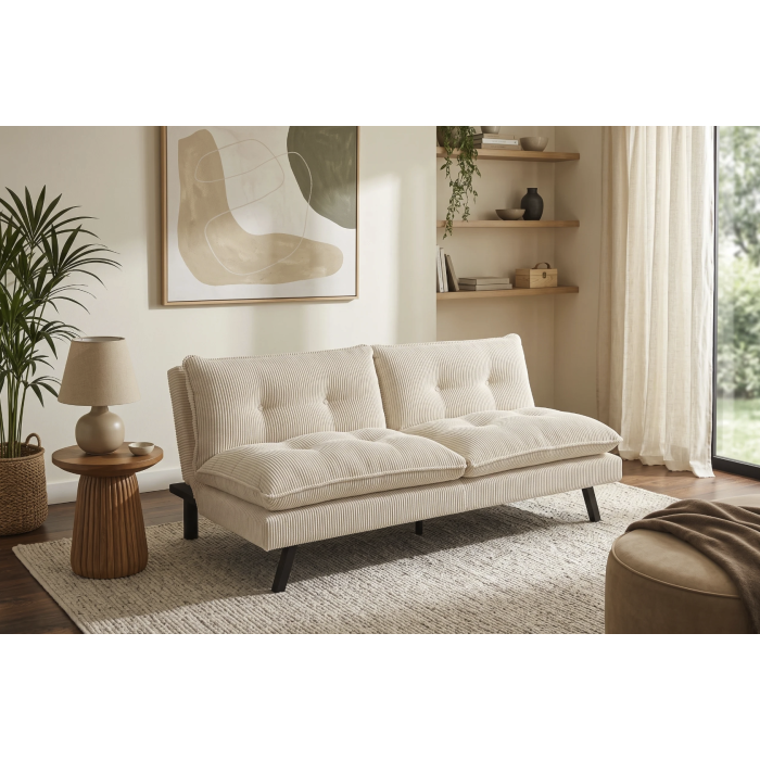 Canapé convertible AZENA beige mis en situation