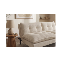 Canapé convertible AZENA 3 places en tissu côtelé – Beige et noir – 190 x 80 x 90 cm