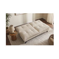 Canapé convertible AZENA 3 places en tissu côtelé – Beige et noir – 190 x 80 x 90 cm