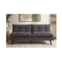 Canapé convertible AZENA 3 places en tissu côtelé – Gris foncé et noir – 190 x 80 x 90 cm
