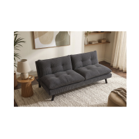 Canapé convertible AZENA 3 places en tissu côtelé – Gris foncé et noir – 190 x 80 x 90 cm
