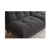 Canapé convertible AZENA 3 places en tissu côtelé – Gris foncé et noir – 190 x 80 x 90 cm