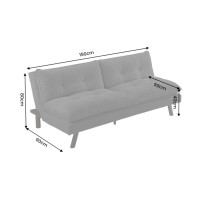 Canapé convertible AZENA 3 places en tissu côtelé – Gris foncé et noir – 190 x 80 x 90 cm