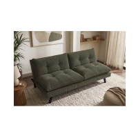 Canapé convertible AZENA 3 places en tissu côtelé – Vert foncé et noir – 190 x 80 x 90 cm